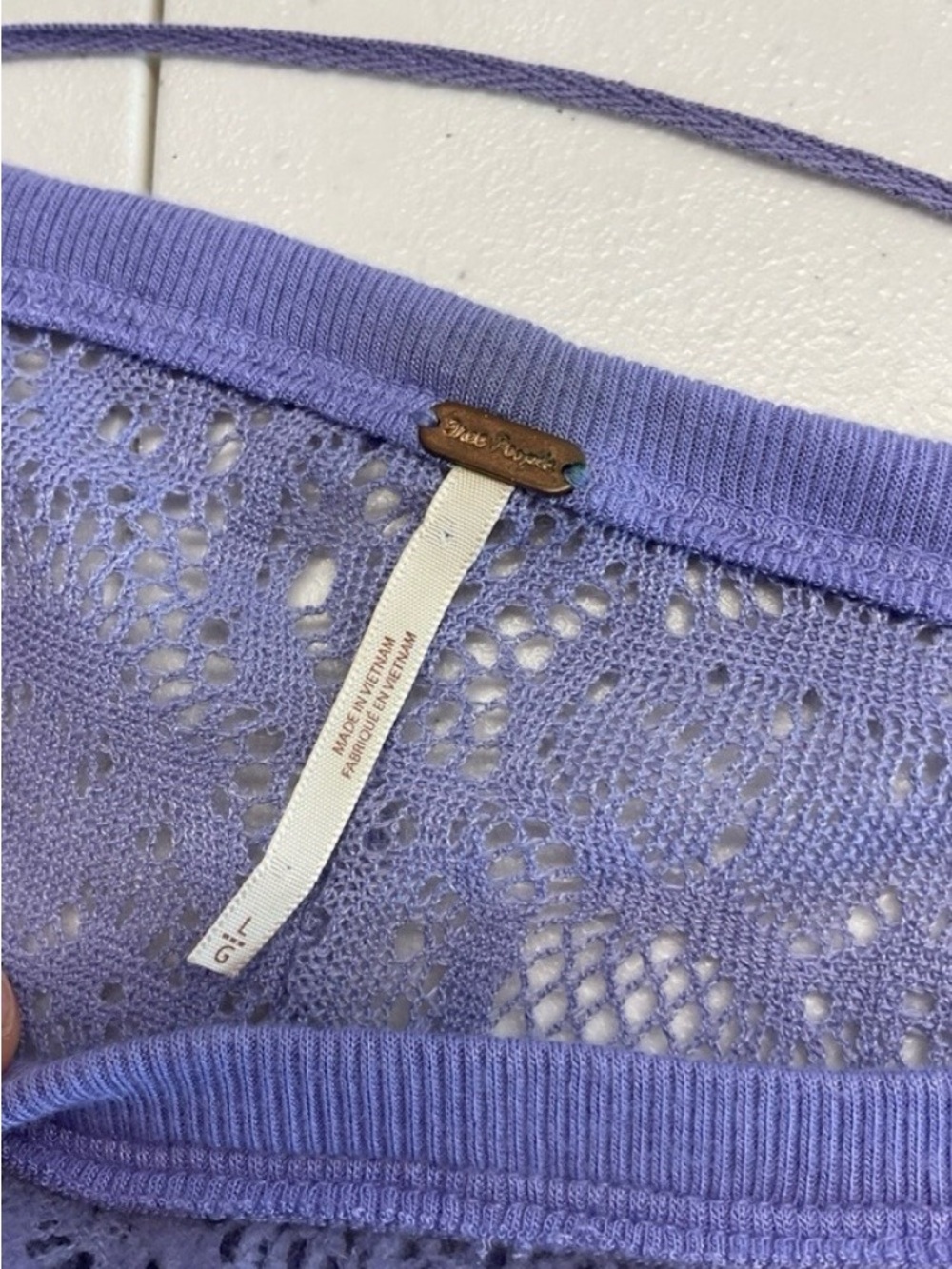 Free People Glacier Not Cold Sheer Lilac Lavender Lace Top Large - Picture 6 of 6